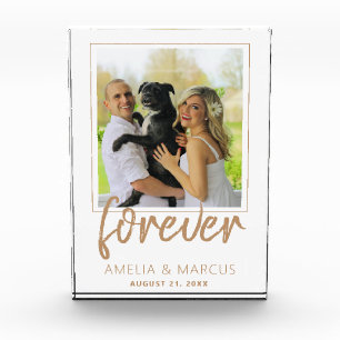 Forever Elegant Golden Script Wedding Keepake Fotoblock