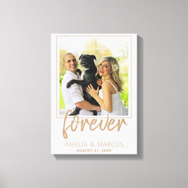 Forever Elegant Golden Script Wedding Keepake Leinwanddruck (Vorderseite)