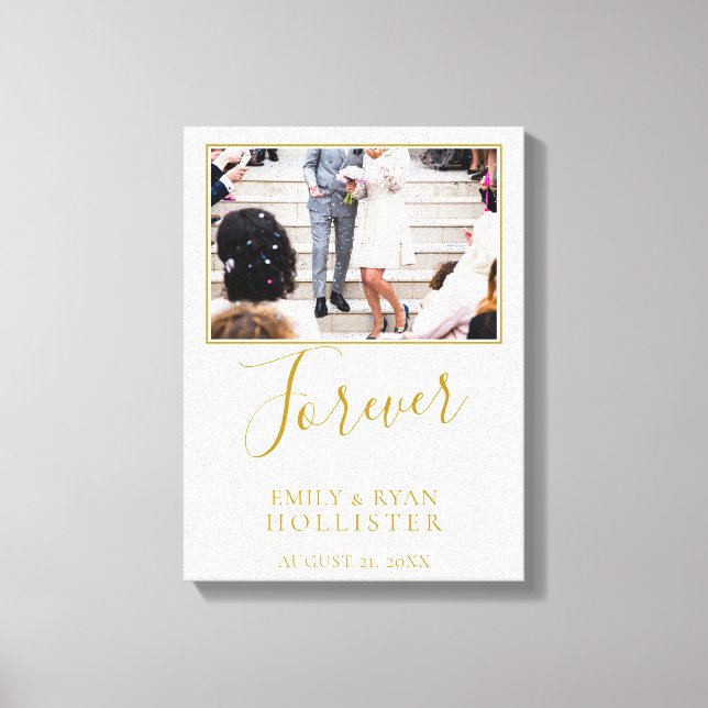 Forever Elegantes Golden Script Hochzeitsskript Fo Leinwanddruck (Vorderseite)
