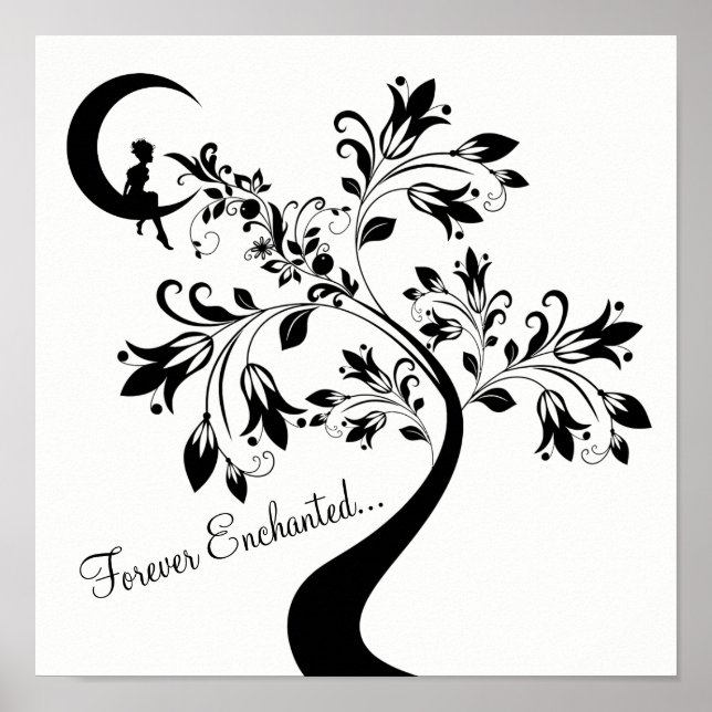 Forever Enchanted ~ Moon Liebe Girl ~ Blume Tree Poster (Vorne)