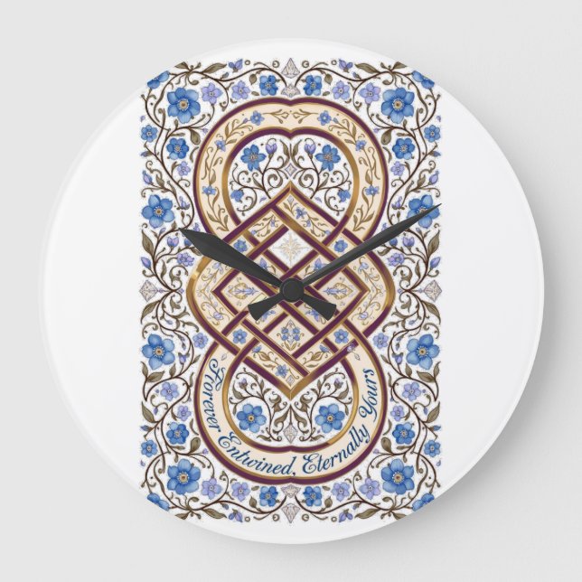 Forever Entwined Eternally Yours Infinity Knot T-S Große Wanduhr (Vorderseite)