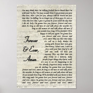 Forever & Ever Amen Song Lyric Vintages Skript Poster