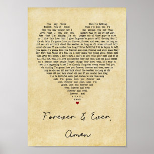 Forever & Ever Amen Vintag Heart Song Lyrik Print Poster