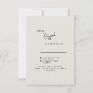 Forever Faithful Cream Simple Wedding RSVP Card Karte