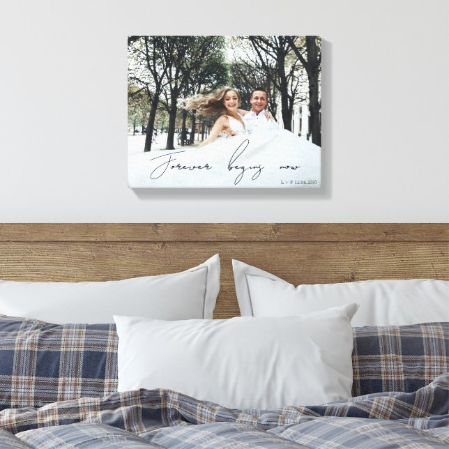 Forever fängt jetzt an, ein Geschenk für Neugebore Leinwanddruck (Insitu (Schlafzimmer))