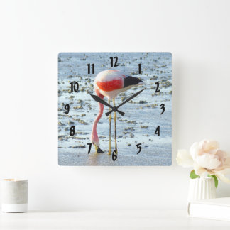 Forever Flamingo Quadratische Wanduhr