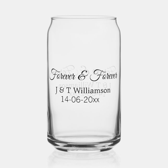 Forever & Forever fügen Sie Ehegatten Datum Liebe  Dosenglas (Vorderseite)