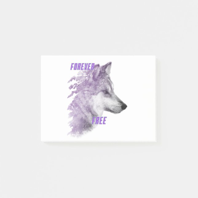 Forever Free Violet Wolf Post-it Notes Post-it Klebezettel (Vorderseite)