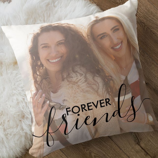 Forever Friends Black Script Overlay 2 Foto Kissen (Von Creator hochgeladen)