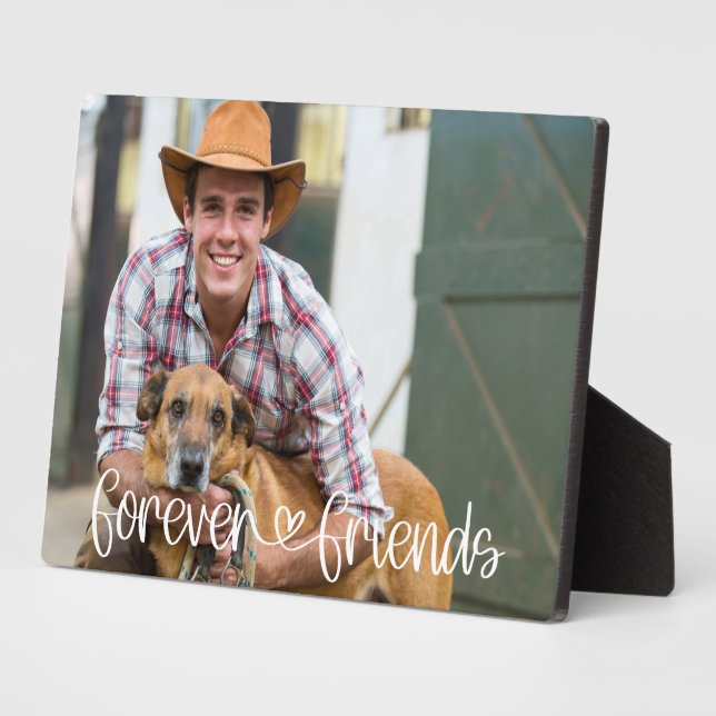 Forever Friends Custom Foto Liebe Herz Typografie Fotoplatte (Seite)