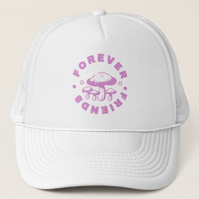 Forever Friends Cute Pink Mushroom Truckerkappe (Vorderseite)