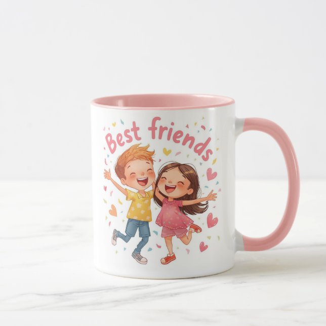 "Forever Friends: Herzerwärmende Illustration für  Tasse (Rechts)