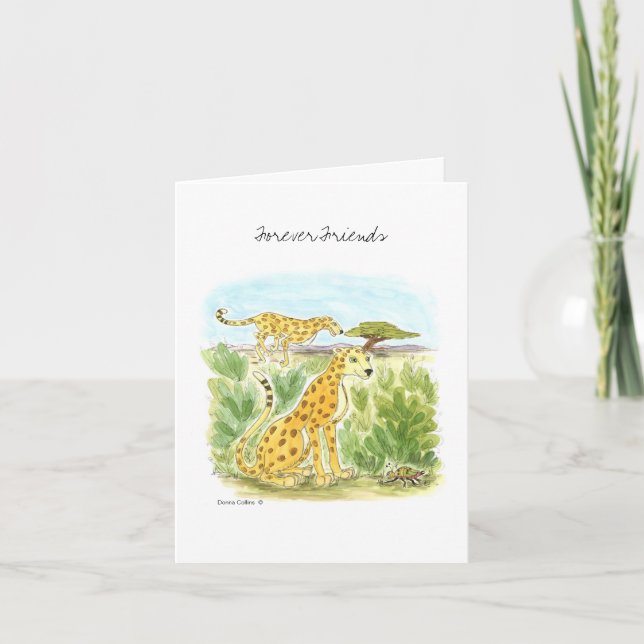Forever Friends Two Cheetah Blank Note Card Karte (Vorderseite)