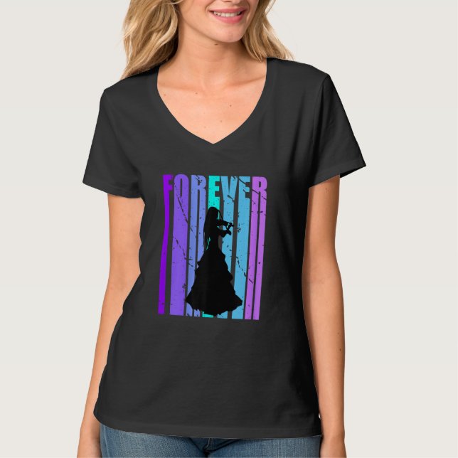 Forever Girls Violin Silhouette Orchestra Orchestr T-Shirt (Vorderseite)