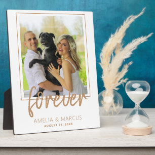 Forever Golden Script Wedding Keepake Foto Fotoplatte