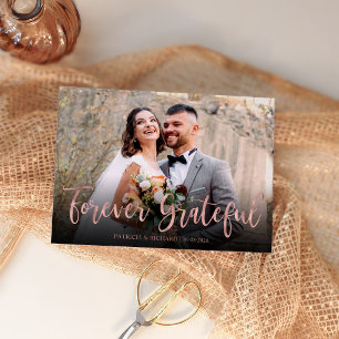 Forever Grateful Elegante Foto Hochzeit Vielen Dan Karte