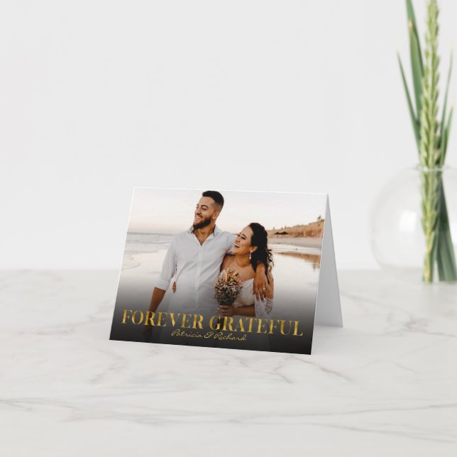 Forever Grateful Gold Foil Wedding Danke Foto (Vorderseite)