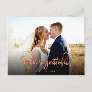 Forever Grateful Rose Foil Wedding Danke Foto Postkarte
