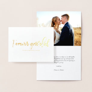 Forever Grateful stylish Wedding Danke Foto Folienkarte