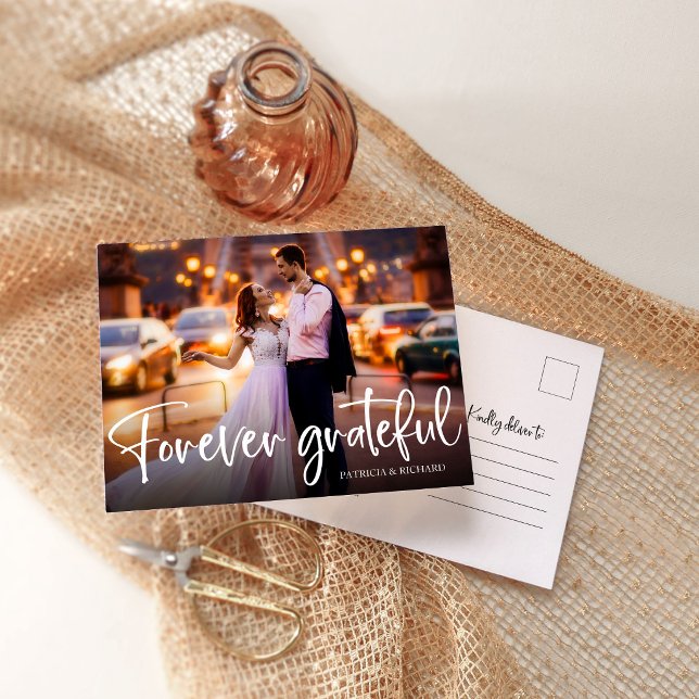 Forever Grateful Wedding Danke Foto Postkarte (Von Creator hochgeladen)