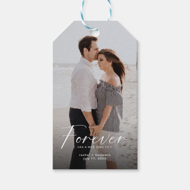 Forever hat eine schöne Ring-Foto-Verlobung Modern Geschenkanhänger (Vorderseite)