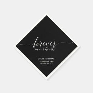 Forever Hearts Elegante Schriftzug-Gedenk-Trauer Serviette