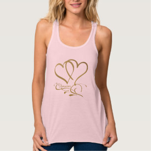 Forever Hearts Gold auf Weiß Tank Top
