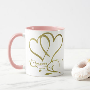 Forever Hearts Gold auf Weiß Tasse