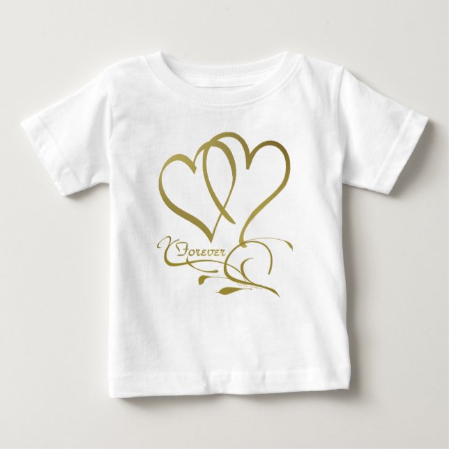 Forever Hearts Gold bearbeitbare Hintergrundfarben Baby T-shirt (Vorderseite)