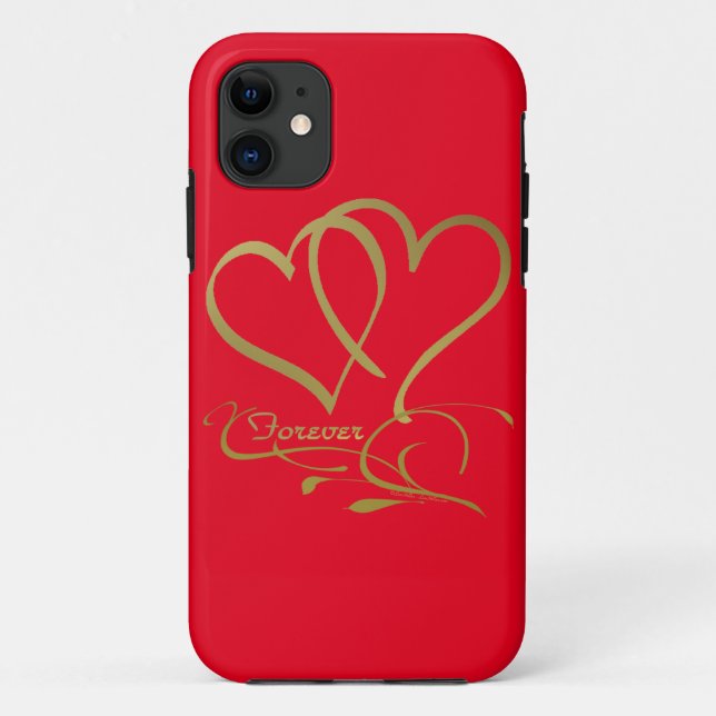 Forever Hearts Gold bearbeitbare Hintergrundfarben Case-Mate iPhone Hülle (Rückseite)