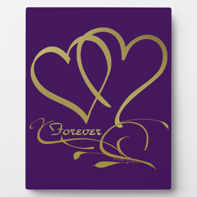 Forever Hearts Gold bearbeitbare Hintergrundfarben Fotoplatte (Vorderseite)