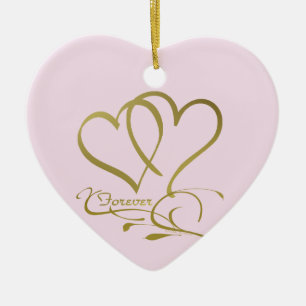 Forever Hearts Gold bearbeitbare Hintergrundfarben Keramikornament