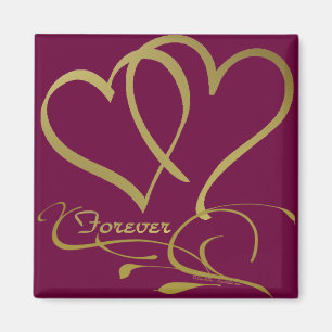 Forever Hearts Gold bearbeitbare Hintergrundfarben Magnet