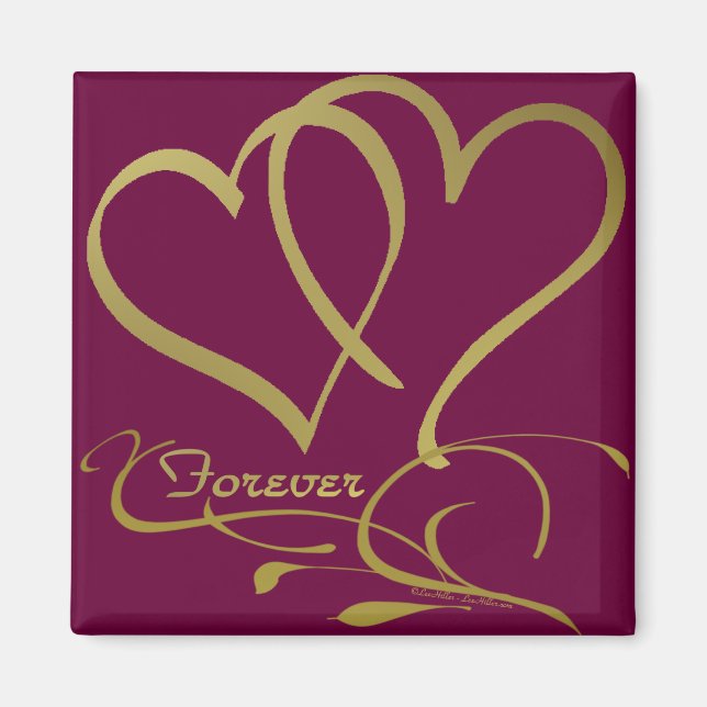 Forever Hearts Gold bearbeitbare Hintergrundfarben Magnet (Vorne)
