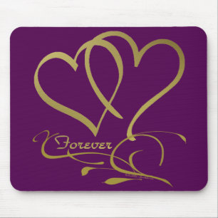 Forever Hearts Gold bearbeitbare Hintergrundfarben Mousepad