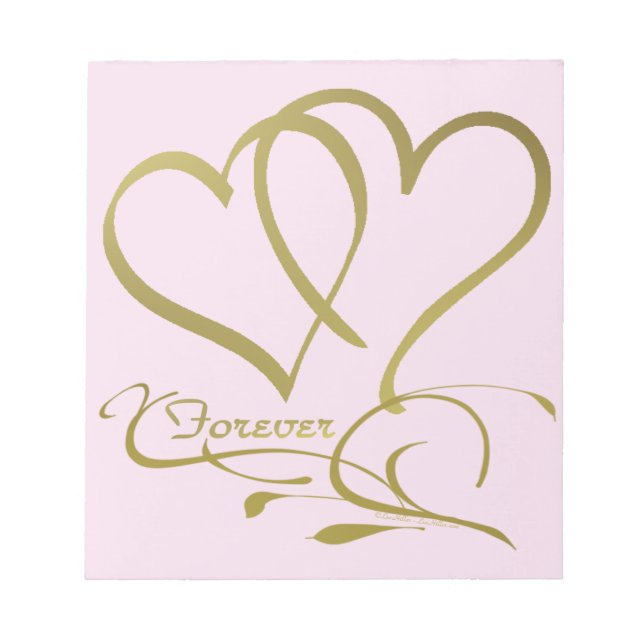 Forever Hearts Gold bearbeitbare Hintergrundfarben Notizblock (Vorderseite)