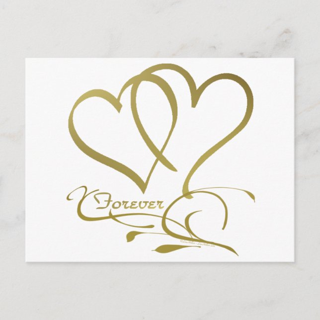 Forever Hearts Gold bearbeitbare Hintergrundfarben Postkarte (Vorderseite)