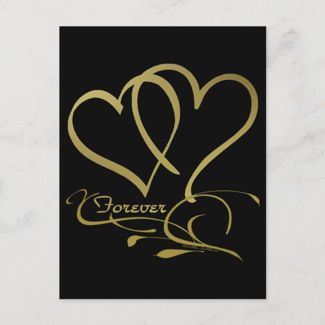 Forever Hearts Gold bearbeitbare Hintergrundfarben Postkarte (Vorderseite)