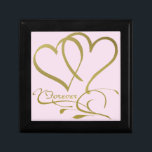 Forever Hearts Gold bearbeitbare Hintergrundfarben Schmuckschachtel<br><div class="desc">Anpassen mit Namen,  Daten und Hintergrundfarben.</div>