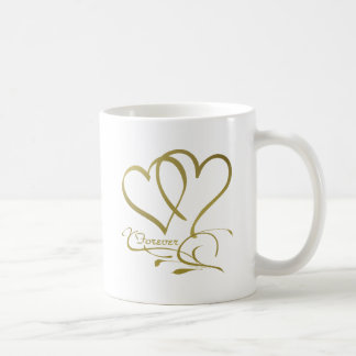 Forever Hearts Gold bearbeitbare Hintergrundfarben Tasse