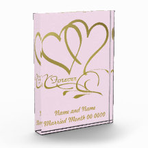 Forever Hearts Gold Customizing Wedding Acrylcard