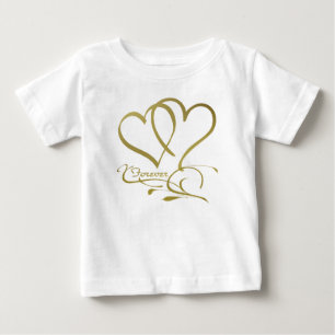 Forever Hearts Gold editierbare Hintergrundfarben Baby T-shirt