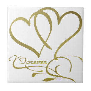 Forever Hearts Gold editierbare Hintergrundfarben Fliese