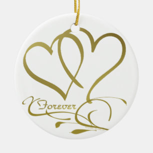 Forever Hearts Gold editierbare Hintergrundfarben Keramikornament