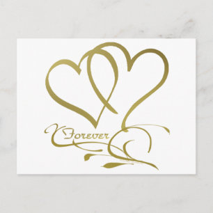 Forever Hearts Gold editierbare Hintergrundfarben Postkarte
