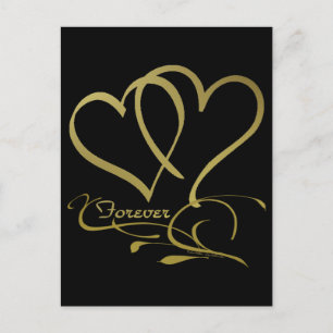 Forever Hearts Gold editierbare Hintergrundfarben Postkarte