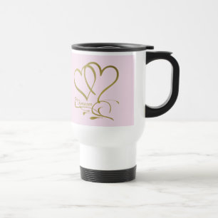 Forever Hearts Gold editierbare Hintergrundfarben Reisebecher