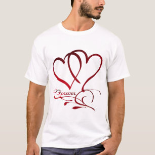 Forever Hearts Red on White T-Shirt