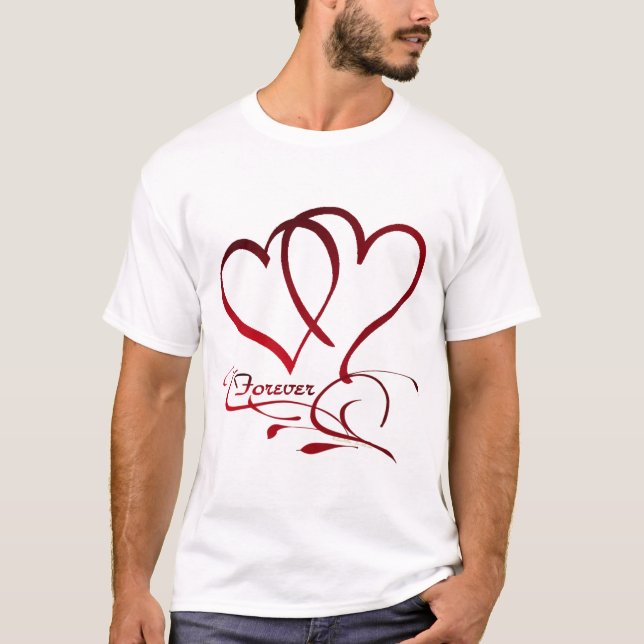 Forever Hearts Red on White T-Shirt (Vorderseite)