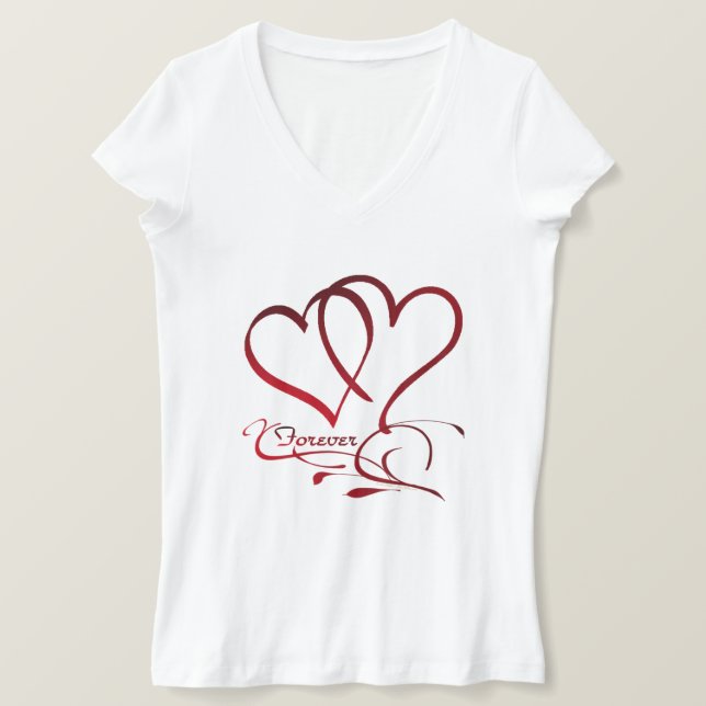 Forever Hearts Red on White T-Shirt (Design vorne)